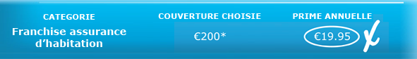 categorie - franchise assurance d'habitation couverture choisie - 200 euros prime annualle - 19,95 euros